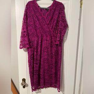 Magenta lace dress. Xxl Thalia. Knee length 3/4 sleeve. Worn once.